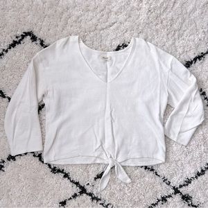 Madewell Tie Waist Crop in Textured Cotton